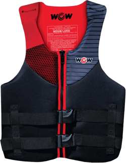 WOW Sports Life Jacket, US Coast Guard Approved Life Vest For Fishing, Kyaking, & Boating PFD, Red - Small/Medium