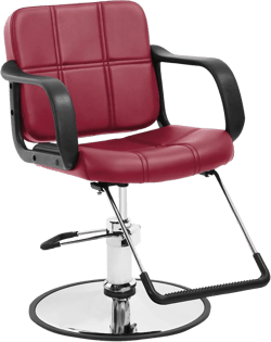 Burgundy Heavy Duty Hydraulic Swivel Salon & Barber Chair - Modern Fashion Shampoo & Styling Hair Cutting Chairs for Men, Women & Adults