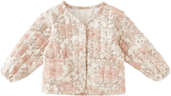 Toddler Boys Girls Floral Quilted Jacket Kids Lightweight Winter Coat Button Padded Warm Outerwear Puffer Jackets Pink Rabbit 4-5T