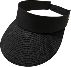 InfoMine Sun Visors Women Folding Hat Wide Brim Straw Beach Outdoor UV Protection Cap Pool