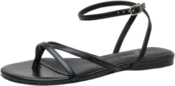 LUZ | Strappy Ankle Wrap Flat Leather Sandals