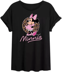 Trendy Juniors Minnie Leopard Graphic Oversized Tee