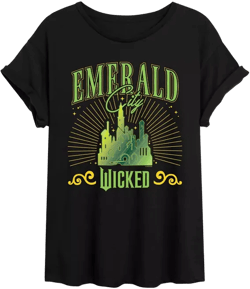 Juniors Trendy Wicked Emerald City Graphic Oversized T-Shirt