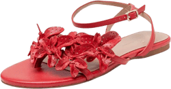 LUCIA | Flower Embellished Strappy Flat Leather Sandals