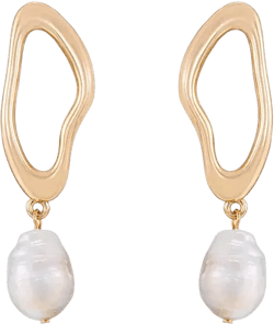 Open Circle 18K Gold-Plated and Cultured Freshwater Pearl Dangle Earrings