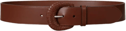 Woven-Buckle Vachetta Leather Wide Belt	