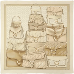 Stacked Tabby Bags Print Silk Square Scarf