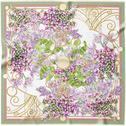 Lilac Garden - Hand Rolled Silk Foulard for Women