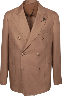 Double-breasted Beige Blazer With Peak Lapels