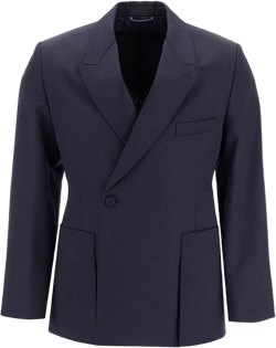 Wool Blazer Jacket Men In Blue