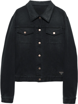 Womens Black Logo-badge Relaxed-fit Denim Jacket Xs