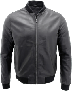 Mens Varisty Classic Leather Bomber Jacket In Black