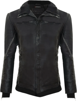 Mens Handstitched Leather Biker Jacket-tansen In Black