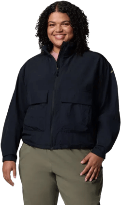Plus Size Paracutie Cropped Cargo Windbreaker Jacket In Black