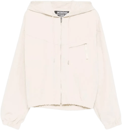 Hooded Drawstring Jacket Zip Pocket In Multicolor