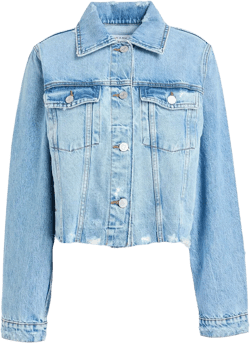 Distressed Denim Jacket In Mittelblauer Denim