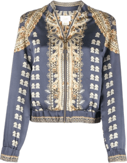 Graphic-print Silk Bomber Jacket In Blue