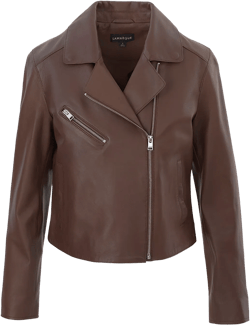 Valeria Leather Biker Jacket In Brown