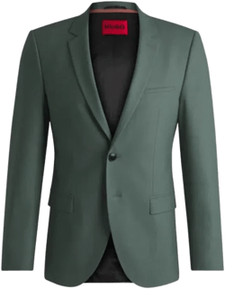 Extra-slim-fit Suit Jacket In Wool-blend Poplin In Green