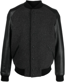Panelled Logo-embroidered Bomber Jacket In Grey