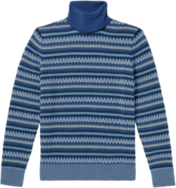 Fair Isle Cashmere Rollneck Sweater In Blue