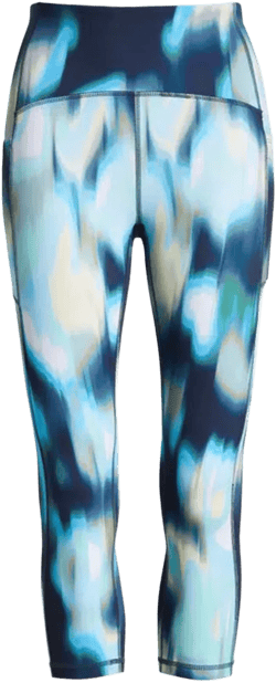 Studio Luxe Print High Waist Pocket Crop Leggings In Teal Diffused Petals