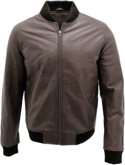 Mens Varisty Classic Leather Bomber Jacket In Brown