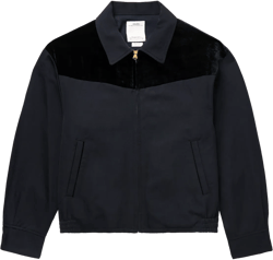 Mayfield Velour-trimmed Wool And Linen-blend Bomber Jacket In Blue