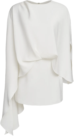 Laure Asymmetric Draped Crepe Mini Dress In Ivory