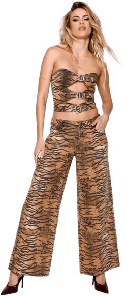Print Straight Leg Jeans In Animal