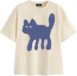 Cotton-blend Cat Graphic Oversized Tee
