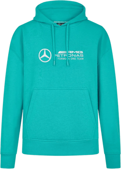Mercedes AMG Petronas F1 Women's Oversized Hoodie with 3D Logo Execution - Ultra Teal - Size: XL