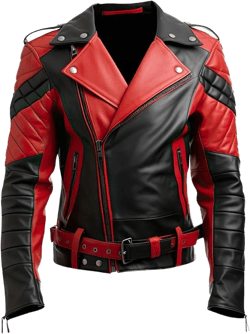 Mens red and black faux leather biker jacket, Asymmetric Lapel Collar Quilted Outerwear Jacket for mens