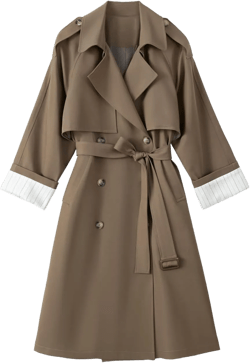 Korean Style Oversized Long Double-Breasted Trench Coats for Women Spring Fall Women’s Windbreaker Coat Outerwear Medium Dark Khaki