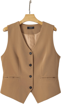 Timeless and Versatile Women's V Neck Vest - Chestnut Solid Color Small Chestnut