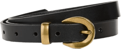 Chunky Buckle Skinny Leather Belt