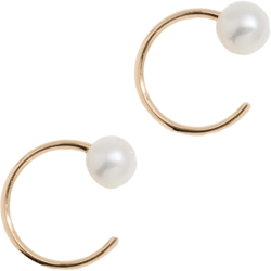 14k Gold Reversible Pearl Huggie Hoop Earrings