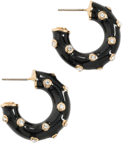 Crystal Dots Enamel Hoop Pierced Earrings