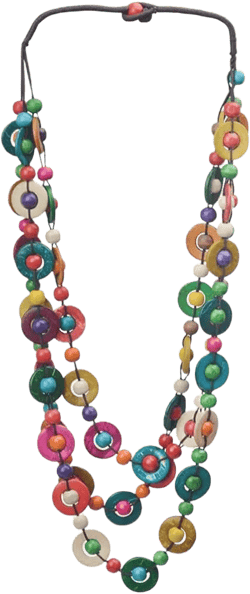 Amosfun Retro Decor Shell Necklace Vintage Decor Colorful Layered Wood Beaded Necklace Coconuts Shell Bohemian Style Necklace for Women Boho Decor Bead Necklace Bohemian Decor