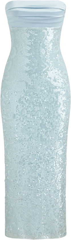 Sequins Split Bandeau Maxi Dress