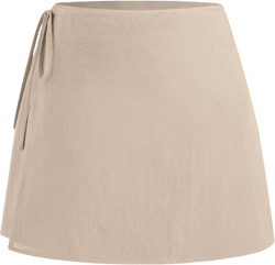 100% Cotton Mid Rise Solid Knotted Mini Skirt
