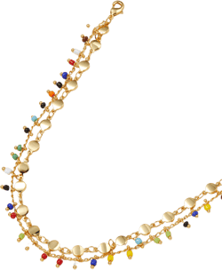 DOUBLE LAYERED COLORFUL BEADED 18K GOLD PLATED ANKLE CHAIN