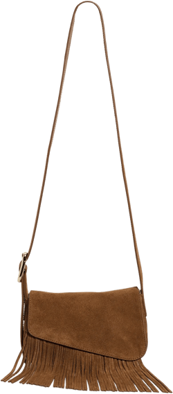 Soft Grain Flap Crossbody Fringe Bag