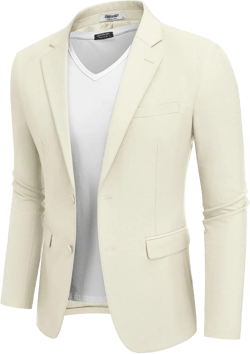 COOFANDY Men's Casual Blazer Lightweight Sport Coats Two Buttons Slim Fit Suit Jacket for Business Wedding Dress Beige X-Large