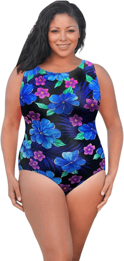 AQUAMORE Women's Plus Size Chlorine Resistant Print High Neck One Piece Swimsuit : Clothing, Shoes & Jewelry