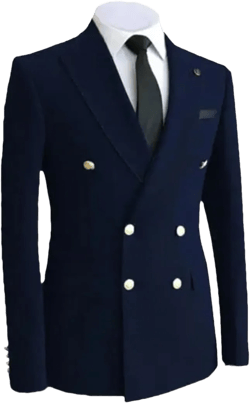 Mens Wedding Suits Jacket Formal Double Breasted Slim Fit Wool Blend Blazers Tuxedos Prom Dress Coat X-Large Navy