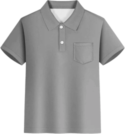 Kids Boys Short Sleeve Polo Shirt 2025 Summer Button-Down Lapel Neck School Uniform Shirts Casual Dressy Playwear Tops 3-14Y #A02-grey 3-4T