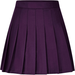 Women's Casual Skirts Mini Flared Skater Skirt Cotton Linen Stretchy Elastic High Waist Pleated A-Line Party Skirts Purple Medium