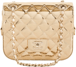 Chanel Gold Patent Half Flap Mini Bag