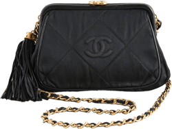 Chanel Fringed Chain Shoulder Bag Satin